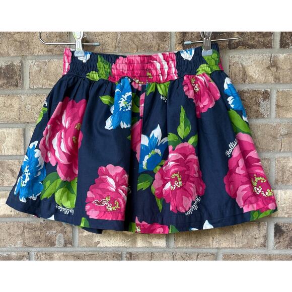 Hollister Summer Mini Skirt Floral Hawaiian Small Blue Red Pockets Preppy Y2K - Picture 3 of 9